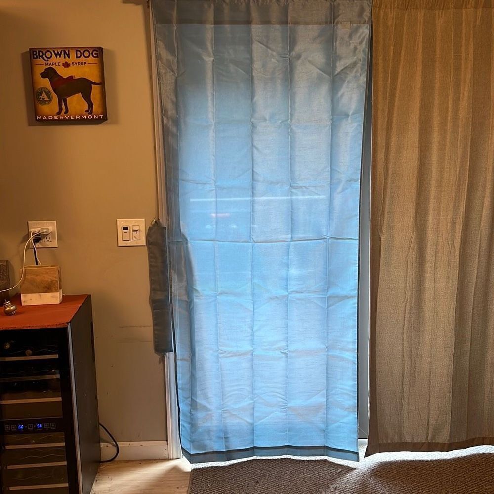 Set Of 2 Home Metallic Gray Floor Length Plain Voile Rod Pocket Panel Curtain OS